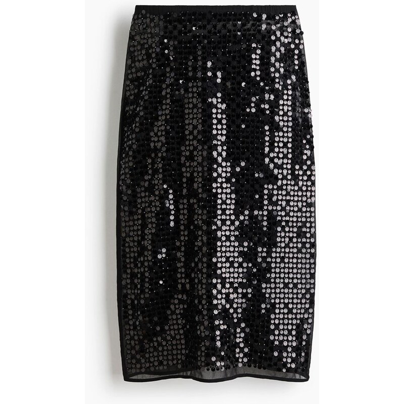 H&M - Flitrová pouzdrová sukně - Černá