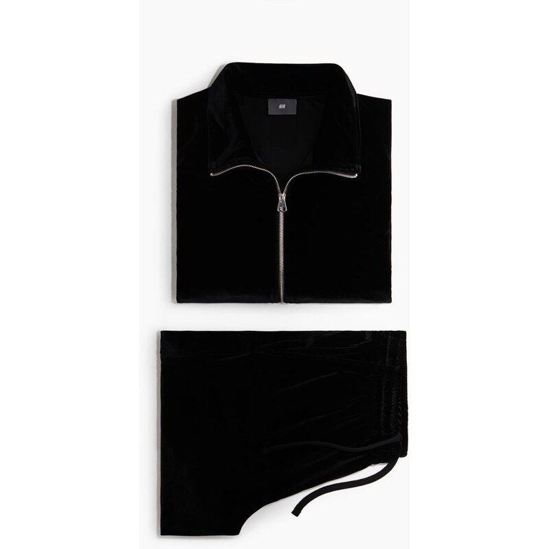 H&M - Velurová sportovní souprava - Černá