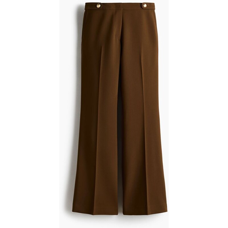 H&M - Elegantní kalhoty Flared - Tmavě Hnědá