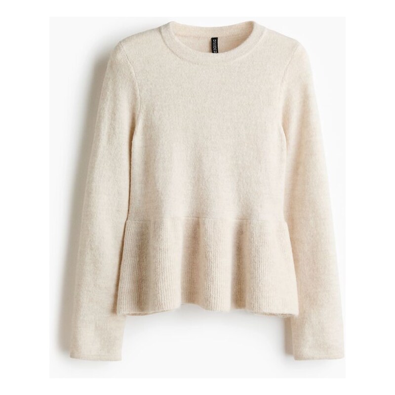 H&M - Svetr peplum - Světle Béžová