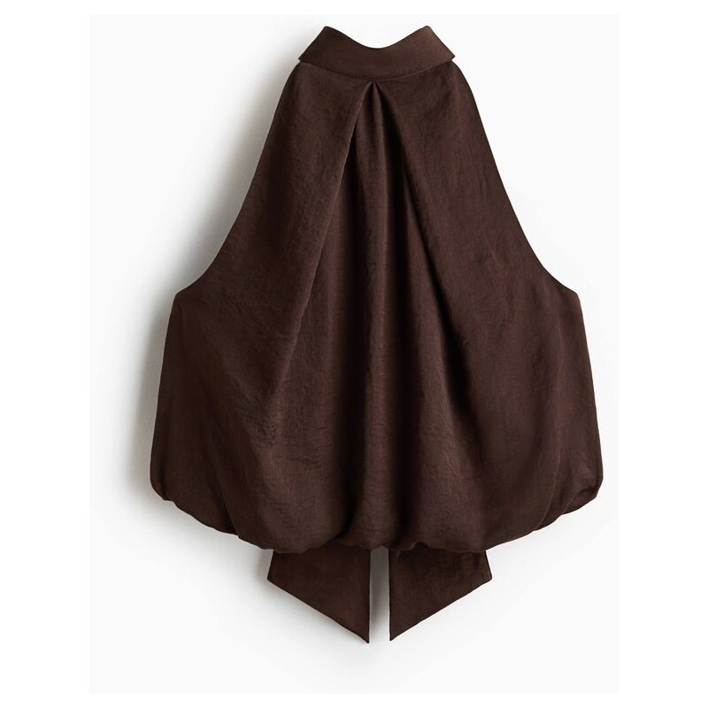 H&M - Saténový top halterneck - hnědá 110363237