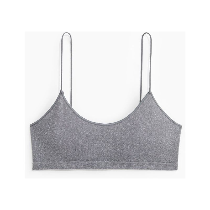 H&M - Třpytivá bezešvá měkká podprsenka - šedá 110363255