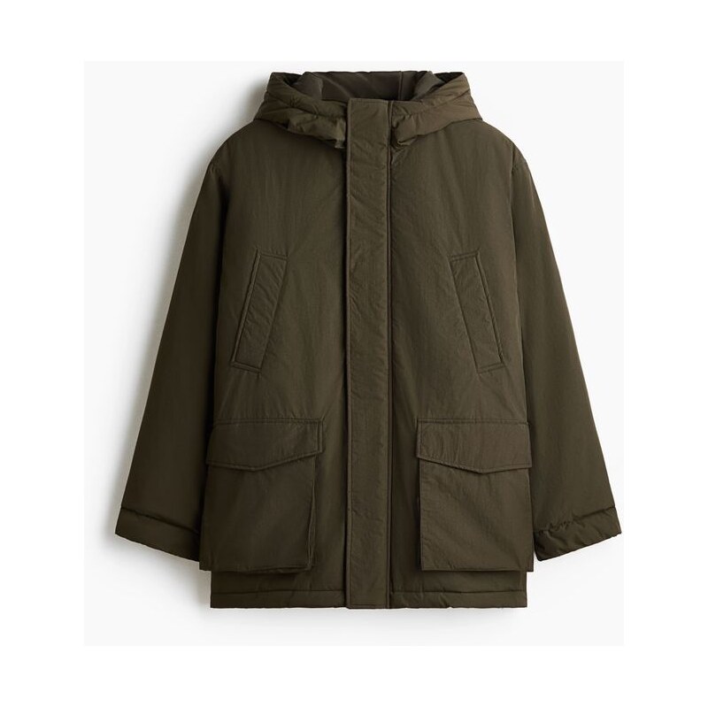 H&M - Vatovaná parka odpuzující vodu - Tmavě Zelená Khaki