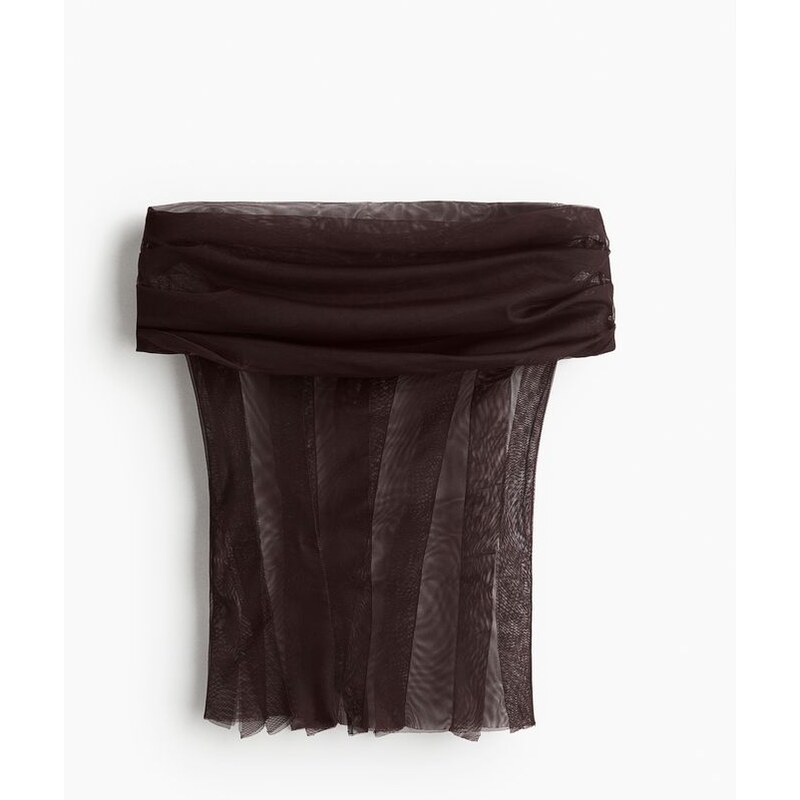 H&M - Top zesíťoviny odhalující ramena - Vínová