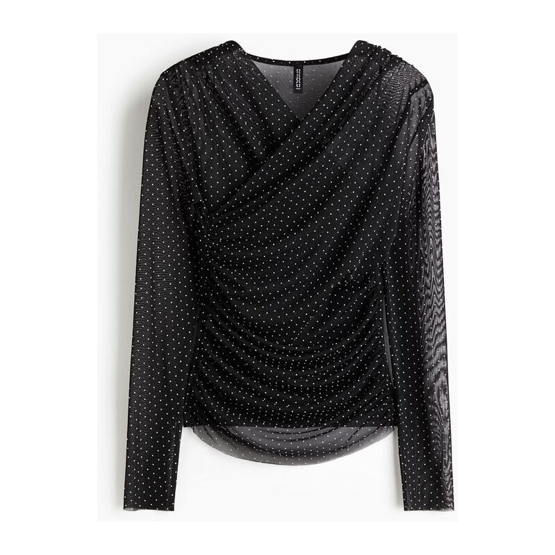 H&M - Top zesíťoviny plumeti - Černá/Puntíky