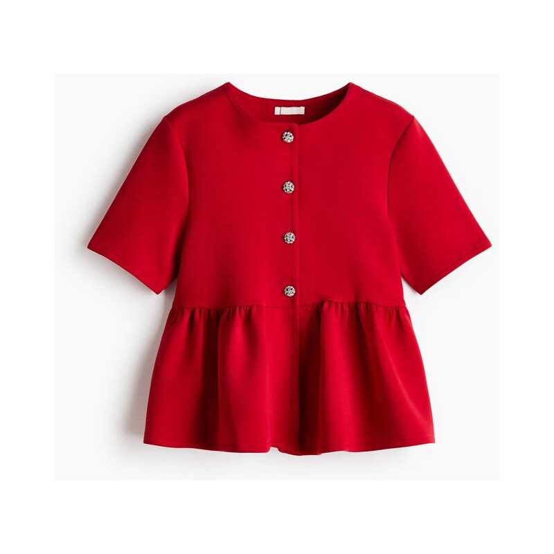 H&M - Top peplum - Červená