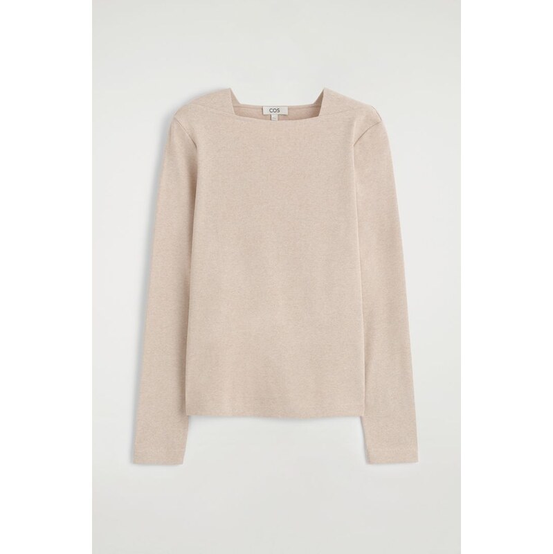 H&M - TRIČKO S DLOUHÝM RUKÁVEM Z BAVLĚNÉHO JERSEY - béžová 110363365