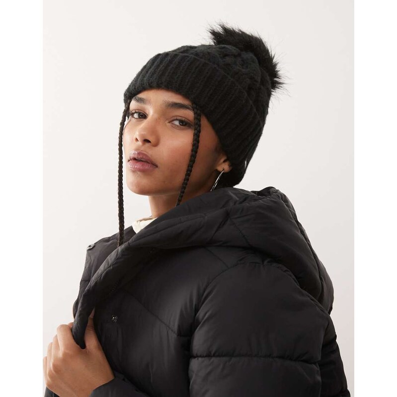 Columbia Boundless Days cable knit pompom beanie in black 110368736