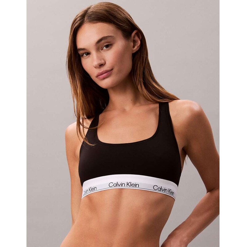 Calvin Klein underlined Icon Cotton Modal scoop bralette in black 111258945