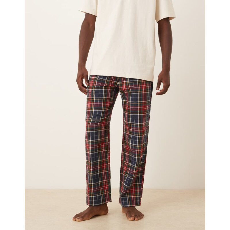 Abercrombie & Fitch nightwear flannel pyjama trouser in red navy