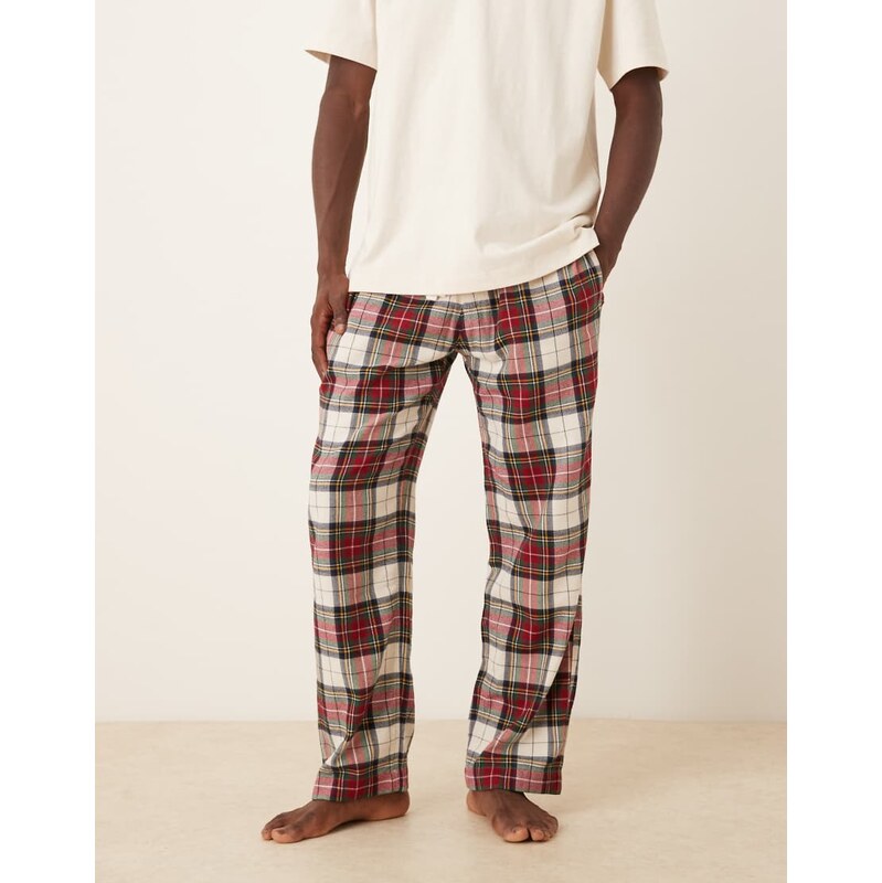 Abercrombie & Fitch nightwear flannel trouser in red cream check