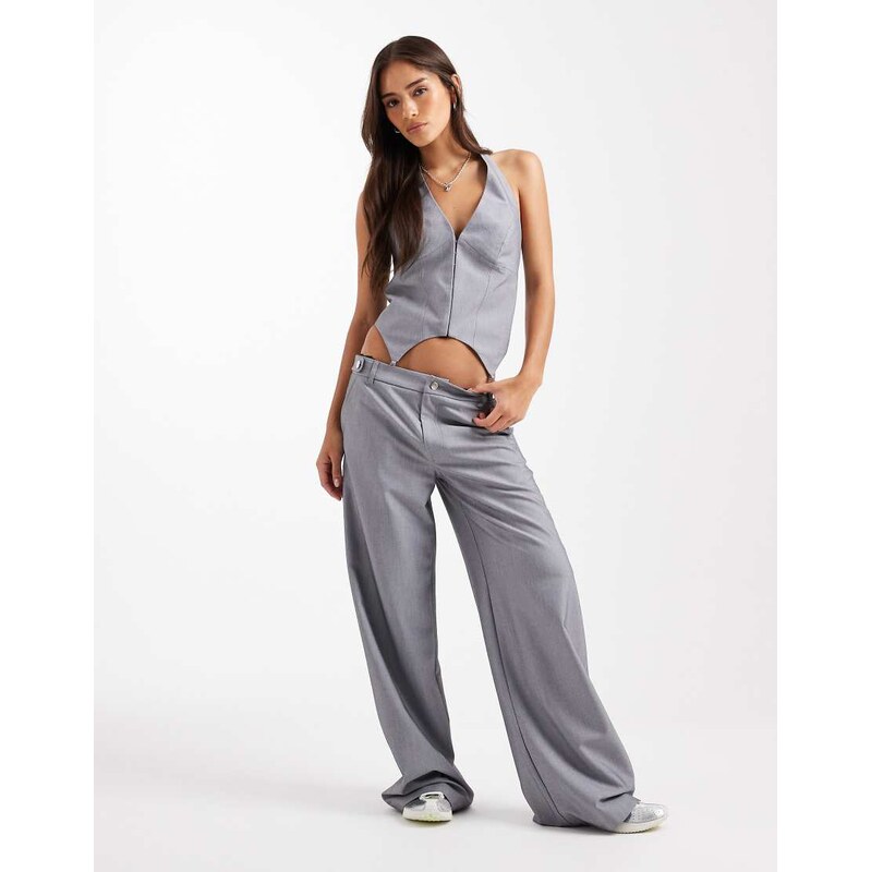 COLLUSION tailored low rise relaxed trousers in grey 115512143
