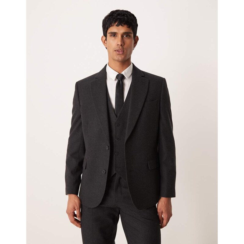 ASOS DESIGN wool look slim suit jacket in charcoal-Grey