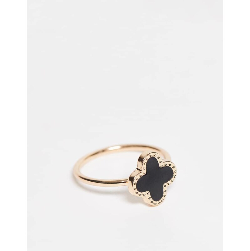 DesignB London clover ring in black 110805310