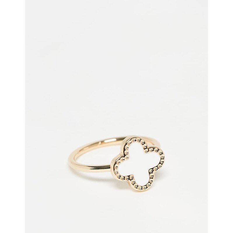 DesignB London clover ring in white 110761633