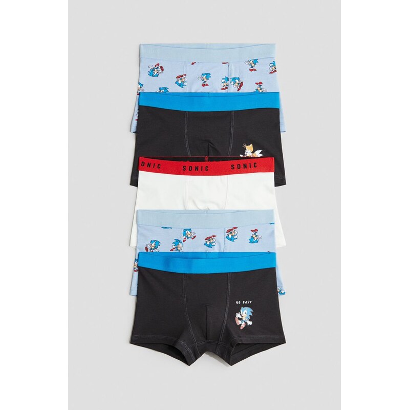 H&M - Boxerky 5 kusů - Černá/Ježek Sonic