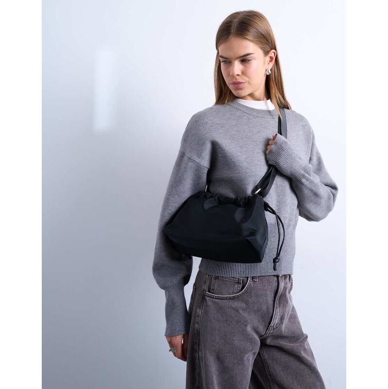 Topshop Charlie medium nylon cross body bag in black