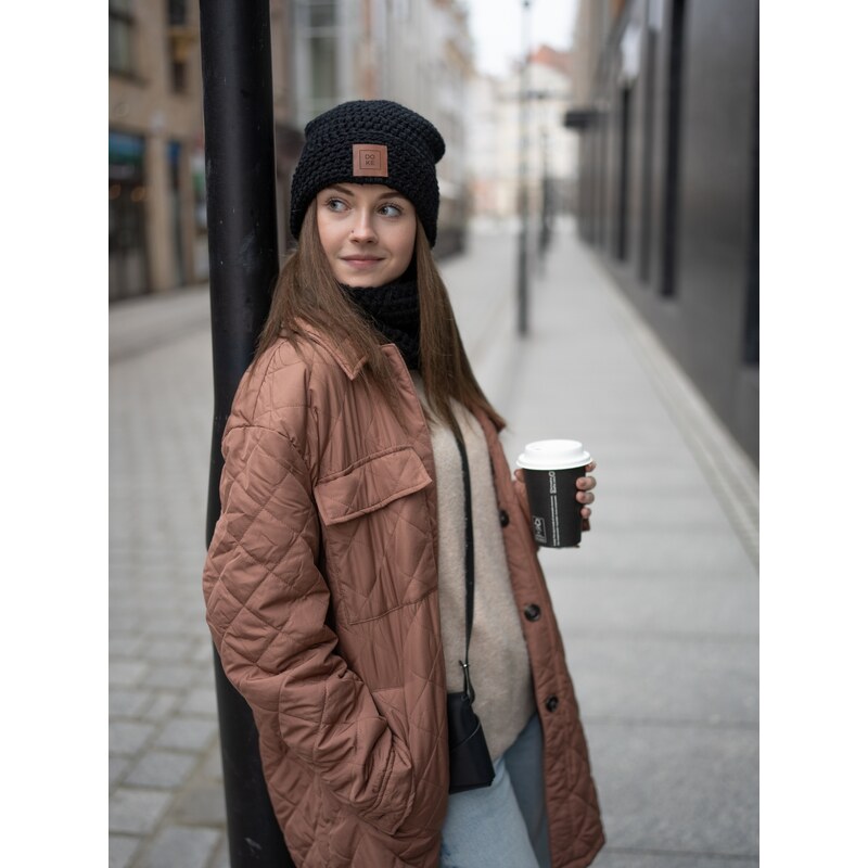 DOKE Merino háčkovaná čepice Luke black 109650104