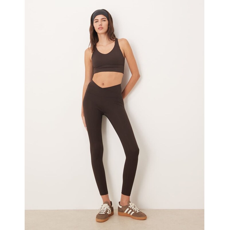 adidas Performance Three Stripes Studios leggings in brown 110395066