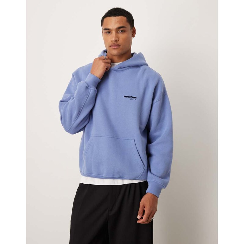 Abercrombie & Fitch chest logo front pocket hoodie in blue 110395104