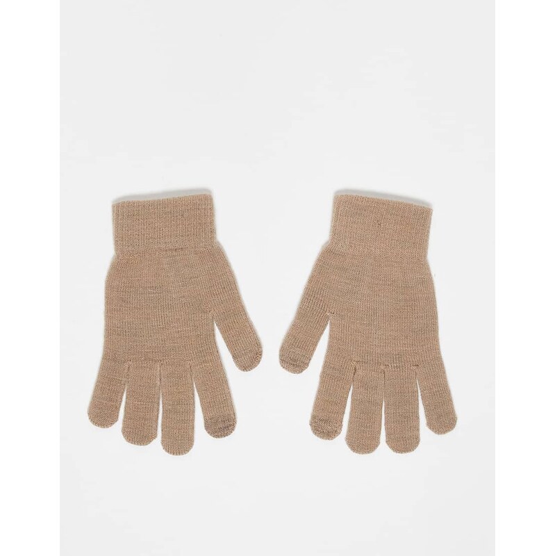Pieces touch screen gloves in natural melange-Neutral