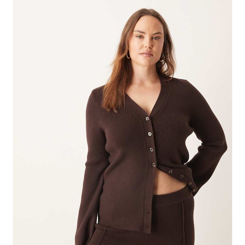 ASOS Curve ASOS DESIGN Curve v neck ribbed cardigan co-ord in