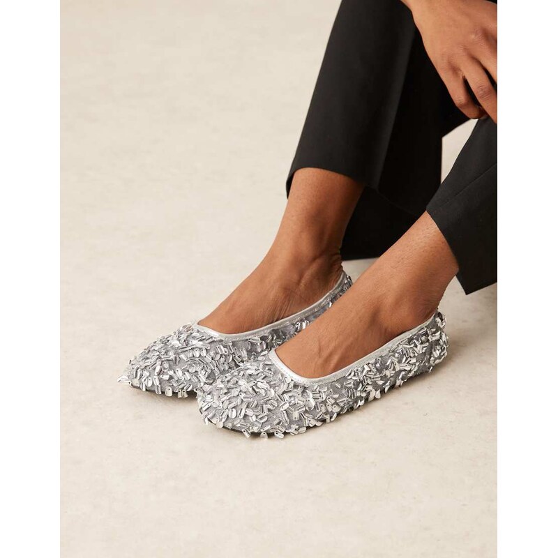 ASOS DESIGN Lucid sequin ballets in silver