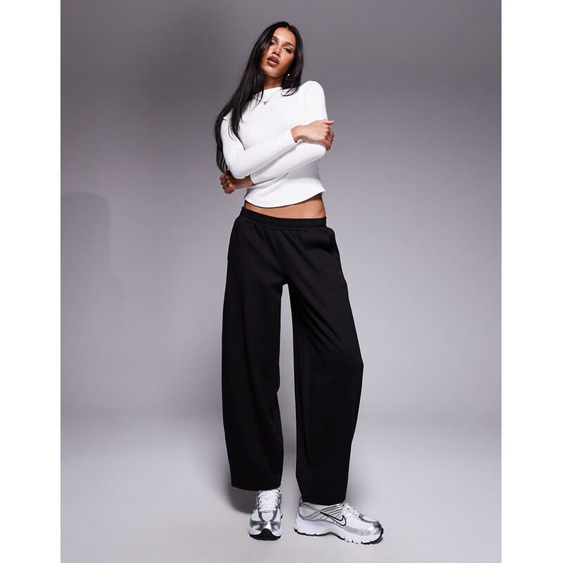 Kaiia exclusive cotton rich seam detail barrel leg joggers in black 110405796