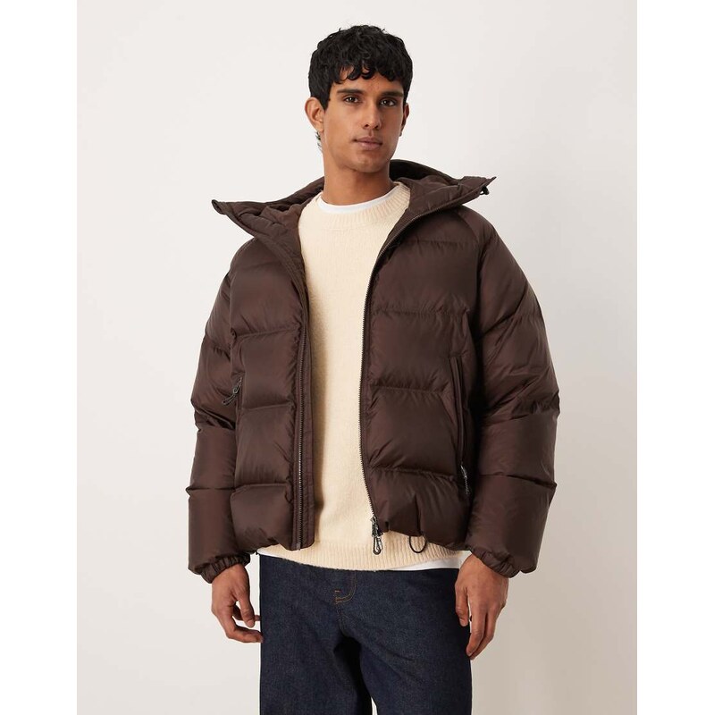 ARKET sporty down jacket with hood in brown