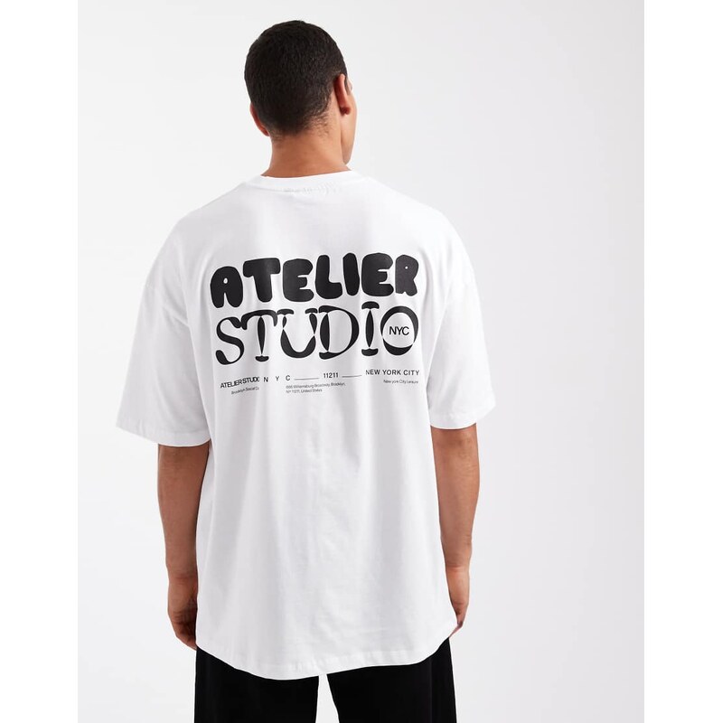 ASOS DESIGN oversized boxy t-shirt with atelier studio graphic