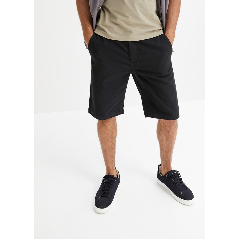 bonprix Chino bermudy z čisté bavlny, Regular Fit černá Muž