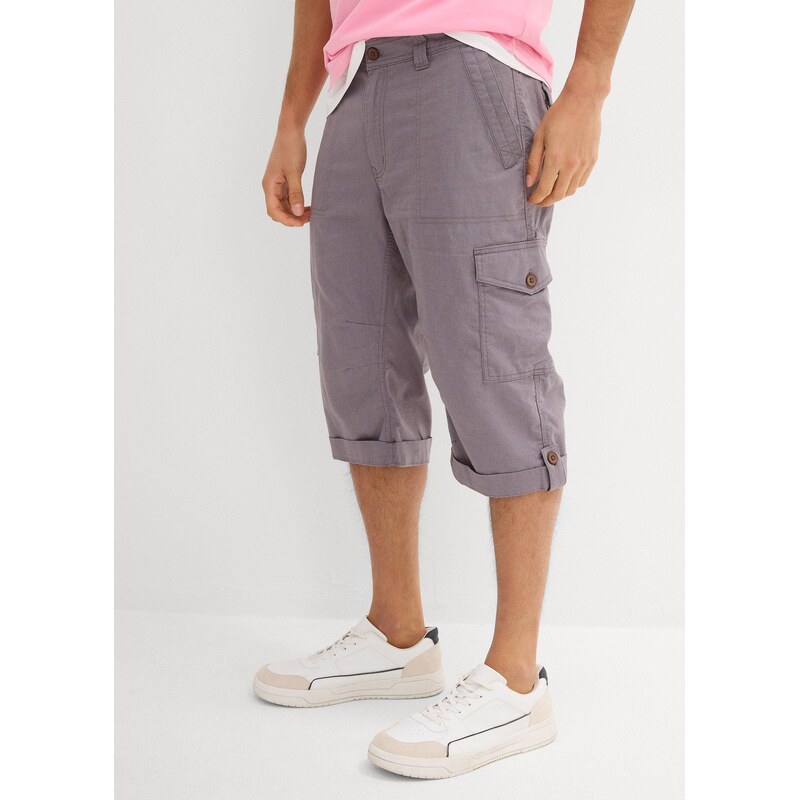 bonprix Dlouhé cargo bermudy Regular Fit, ze vzdušné lněné směsi