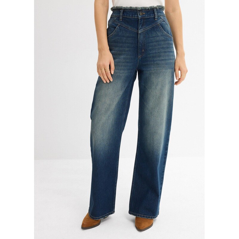 bonprix Džíny Straight, High Waist modrá Žena