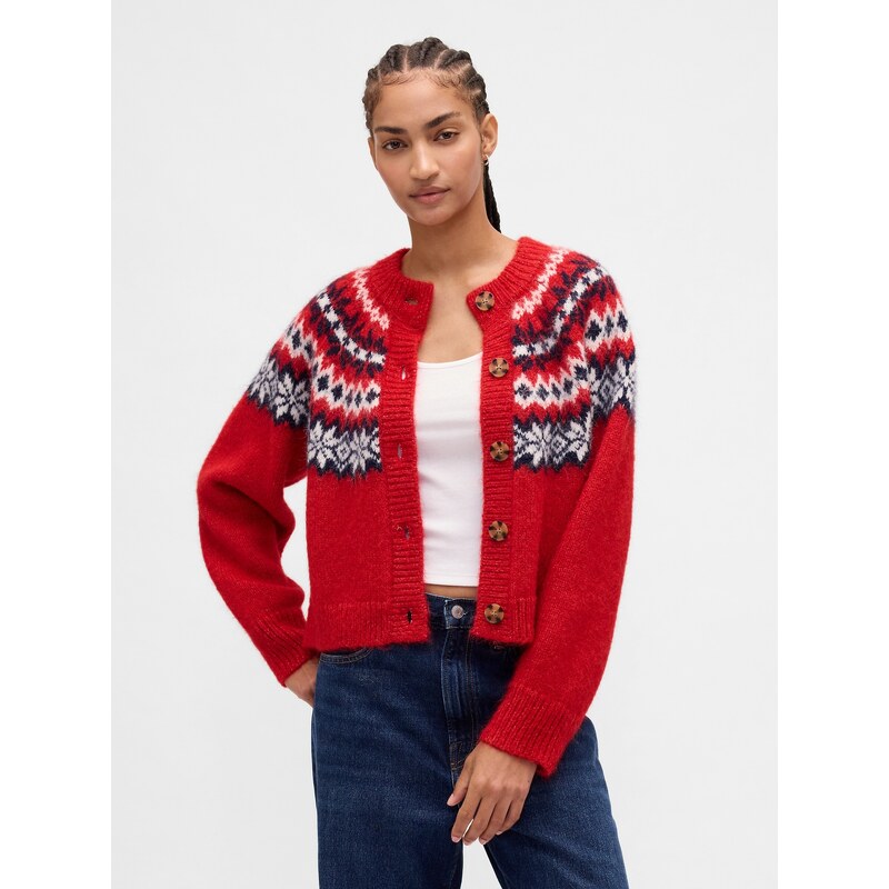 GAP Oversize Cardigan Fair Isle s vlnou