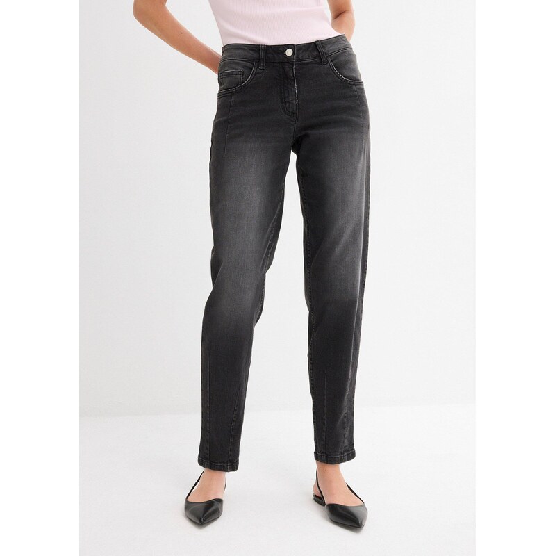 bonprix Džíny Barrel, Mid Waist černá Žena