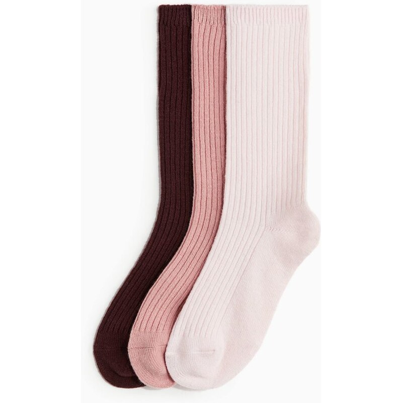H&M - Ponožky: balení po 3 - růžová 108408050