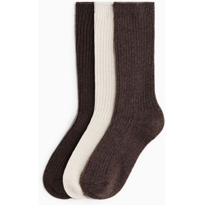 H&M - Ponožky: balení po 3 - hnědá 108510219