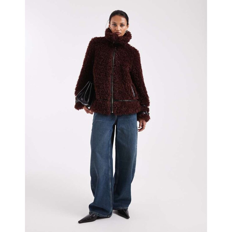 Miss Selfridge borg oversized aviator in chocolate-Brown