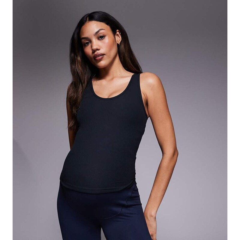 4505 Maternity soft touch rib vest with inner bra in black