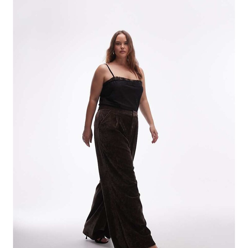ASOS Curve ASOS DESIGN Curve textured velvet tailored wide leg