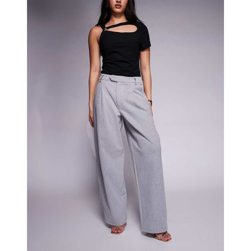 ASOS DESIGN brushed barrel leg tailored trouser in grey