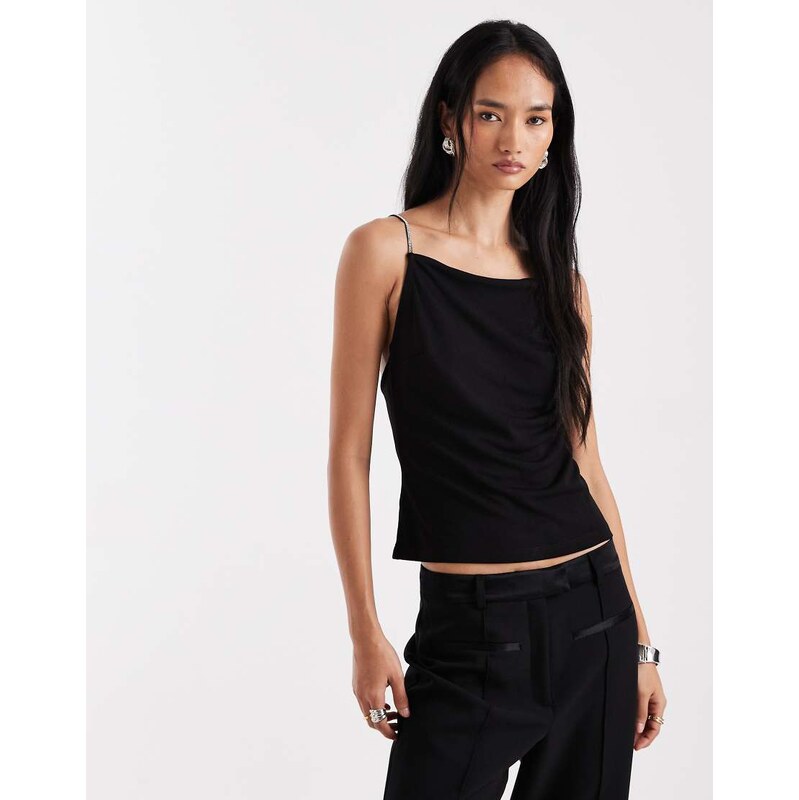 Vero Moda slinky jersey cami top with diamante embellished straps in 110395163