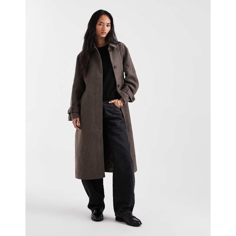 Object premium wool mix tailored trench coat in taupe-Neutral 110395174