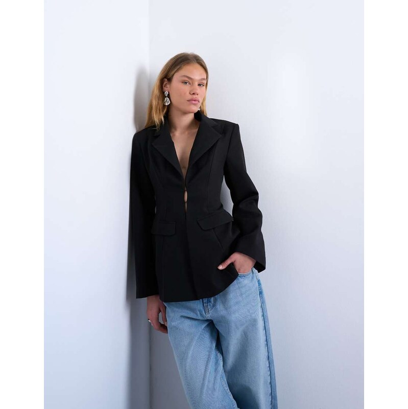 Topshop co ord cinched waist blazer in black 110395181