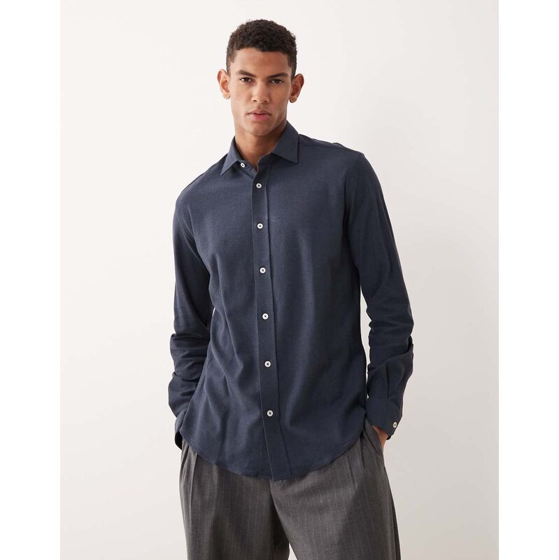 Mango premium 100% cotton shirt in mid blue