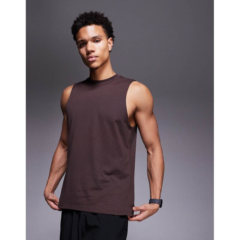 4505 Icon drop armhole cotton training vest with quick dry finish in 109125987