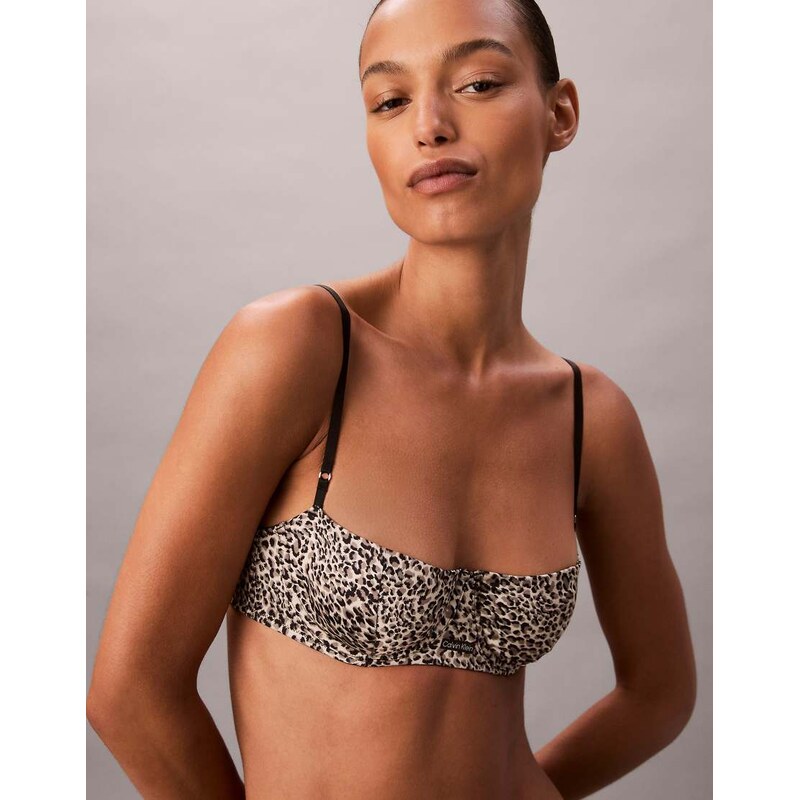 Calvin Klein sexy satin balconette bra in leopard print-Multi