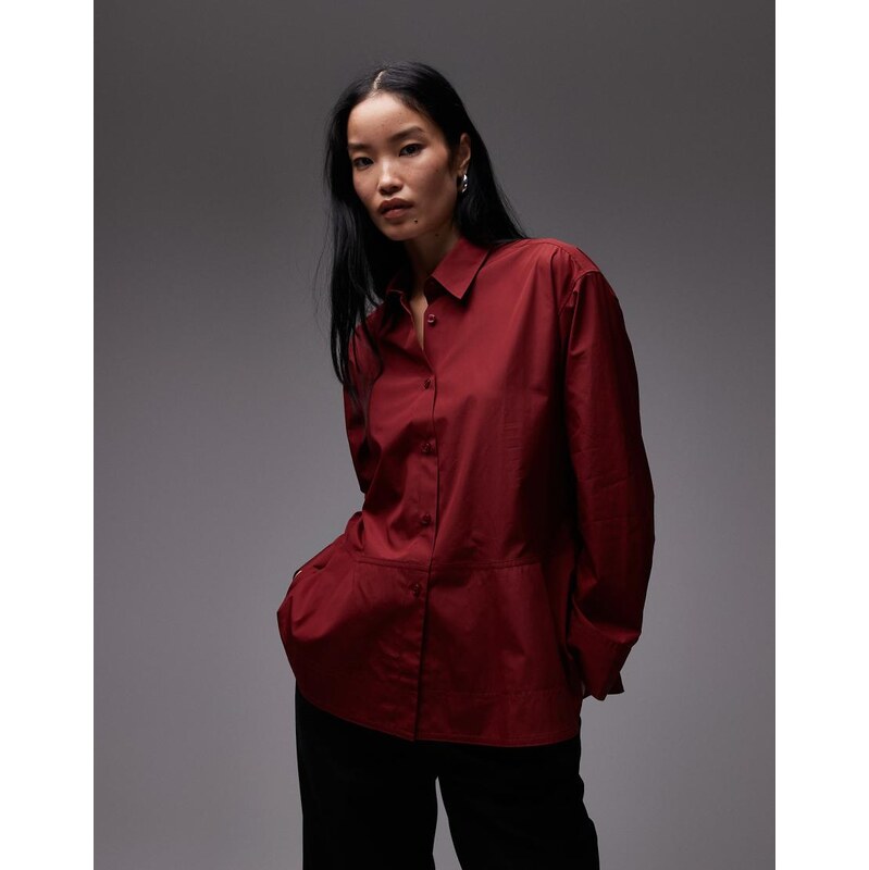 ARKET peplum shirt in dark red
