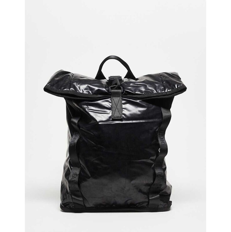 Rains 14740 Sibu waterproof rolltop mini rucksack in black shine 110405791