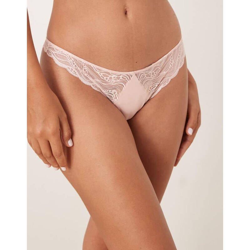 Calvin Klein Sensual Stretch lace thong in blush pink